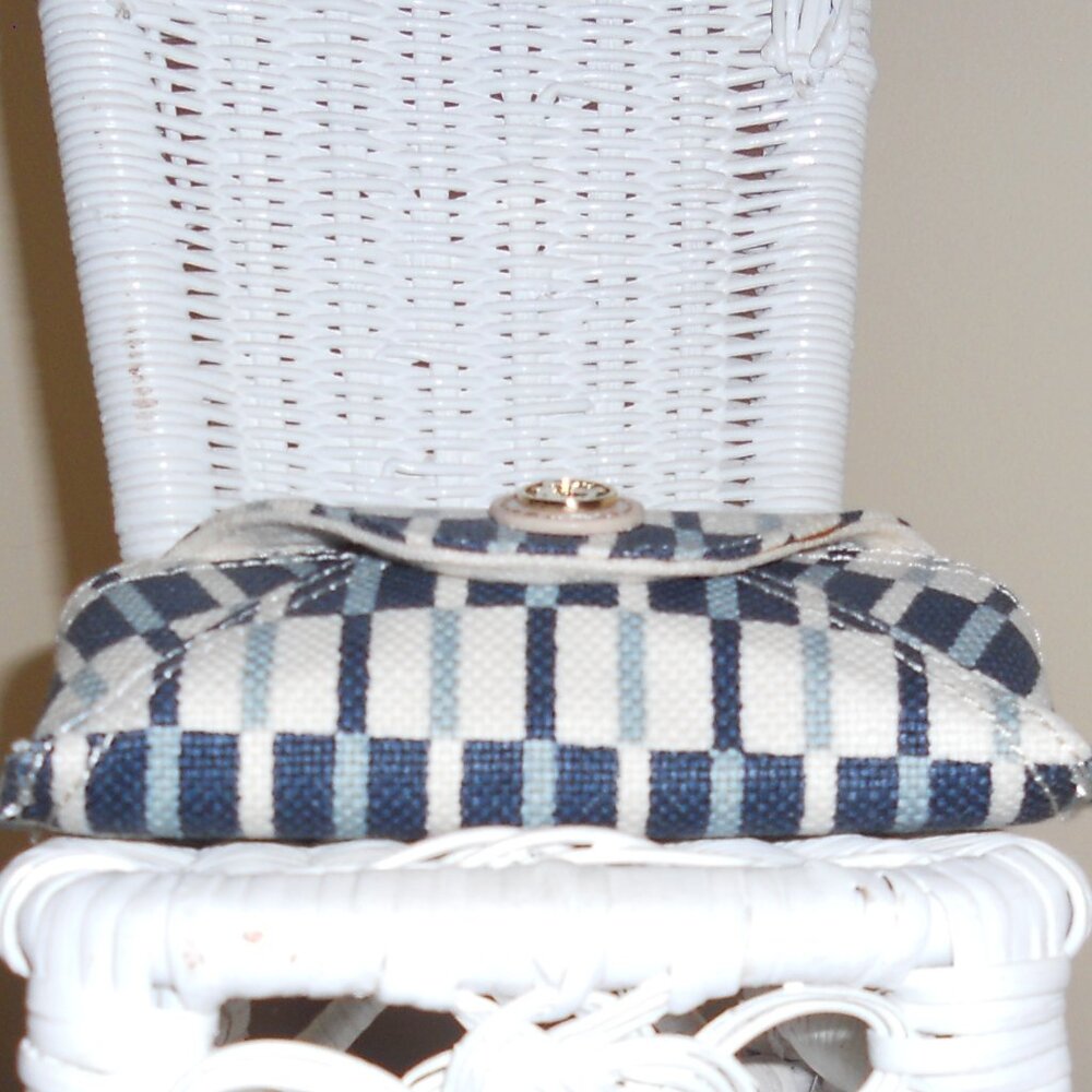 Spartina 449 Blue Aqua Off-White Striped Linen Eyeglass Case - Picture 3 of 9